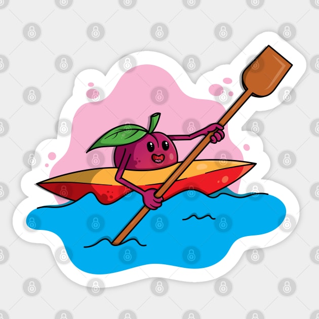 cute plum in a rowboat rowing in a lake Sticker by TTirex